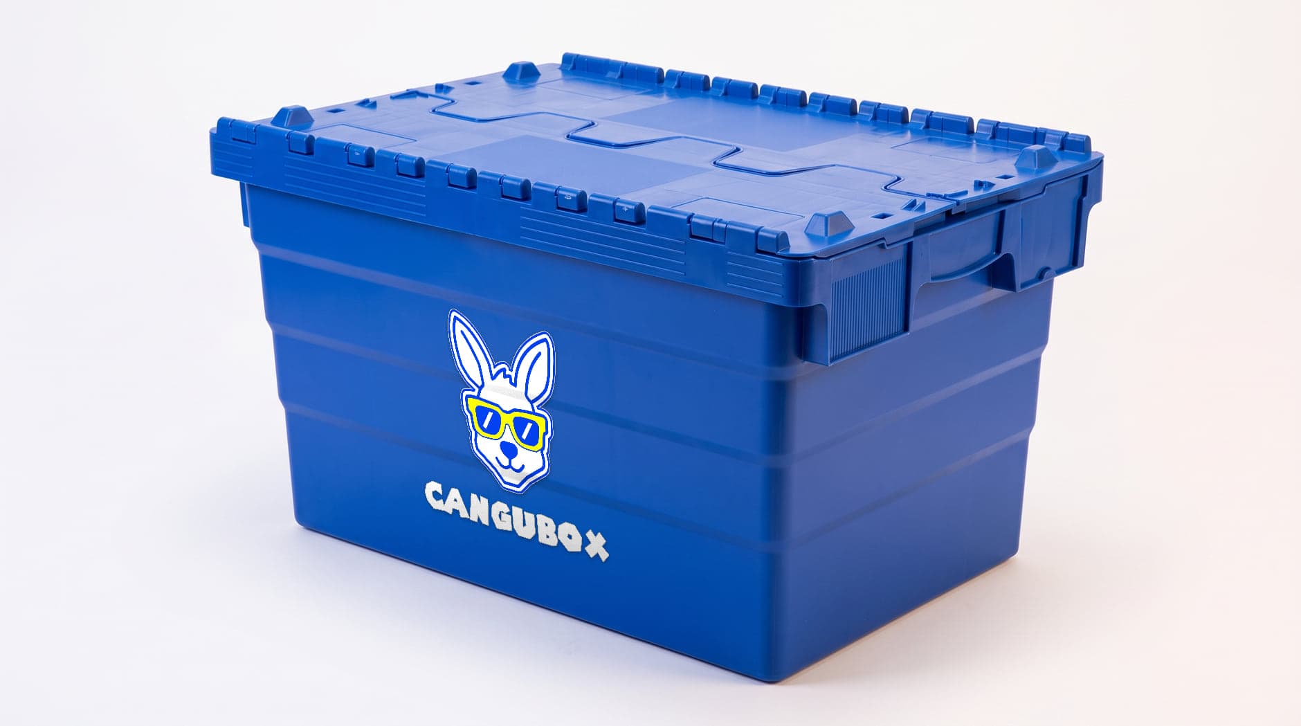 A closed Cangubox, with the two lid flaps locked into each other